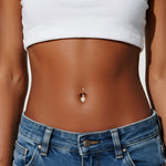 14G 14K Solid Gold Lab Diamond Floral Belly Button Ring