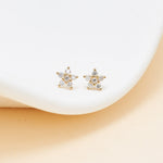 14K Solid Gold Lab Diamond Floral Push Pin Flat Back Earring 20G 18G 16G