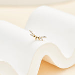 14K Solid Gold Marquise Lab Diamond Curved Helix Flat Back Earring
