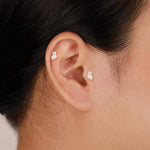 14K Solid Gold Lab Diamond Cartilage Flat Back Stud Earring
