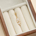 14K Solid Gold Marquise Lab Grown Diamond Wheat Belly Button Ring 14G