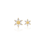 14K Solid Gold Lab Diamond Flower Flat Back Earring: Threadless Push Pin Stud