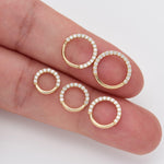 14K Solid Gold Lab Diamond Daith Septum Hoop  Hinged Seamless Clicker 16G
