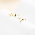 14k Solid Gold Dolphin Threadless Push Pin Flat Back Stud Earring