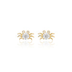 14K Solid Gold Lab Diamond Crab Threadless Flat Back Stud Earring