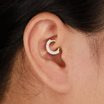 14K Solid Gold Lab Diamond Daith Clicker Hoop Earrings, Septum Ring 16G