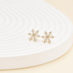 14K Solid Gold Lab Diamond Snowflake Earlobes Flat Back Stud Earring