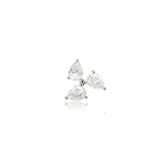 14K Solid Gold Pear Lab Diamond Windmill Threadless Cartilage Flat Back Earring