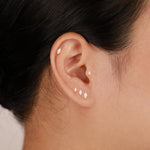 14K Solid Gold Marquise Lab Diamond Threadless Flat Back Stud Earring