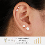 2.5-5mm Heart Lab Diamond Threadless Cartilage Flat Back Stud Earring in 14K Solid Gold