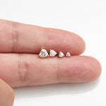 2.5-5mm Heart Lab Diamond Threadless Cartilage Flat Back Stud Earring in 14K Solid Gold