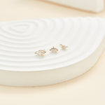 14K Solid Gold Marquise Lab Diamond Threadless Flat Back Stud Earring