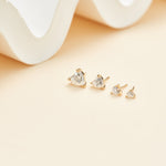 2.5-5mm Heart Lab Diamond Threadless Cartilage Flat Back Stud Earring in 14K Solid Gold