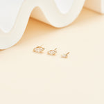 14K Solid Gold Marquise Lab Diamond Threadless Flat Back Stud Earring
