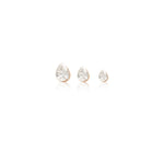 14K White Gold Invisible Set Pear Lab Diamond Stud Internal Thread Flat Backs Earring