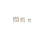 14K White Gold Invisible Princess Lab Diamond Screw Back Flat Stud Earring