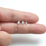 14K White Gold Invisible Set Pear Lab Diamond Stud Internal Thread Flat Backs Earring