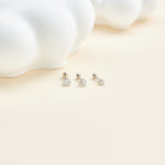 14K Solid Gold Invisible Set Heart Lab Diamond Internal Threaded Helix Conch Cartilage Stud
