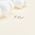 14K White Gold Invisible Princess Lab Diamond Screw Back Flat Stud Earring