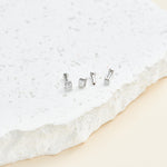 14K White Gold Invisible Princess Lab Diamond Screw Back Flat Stud Earring