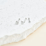 14K White Gold Invisible Set Pear Lab Diamond Stud Internal Thread Flat Backs Earring