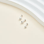 14K White Gold Invisible Princess Lab Diamond Screw Back Flat Stud Earring