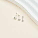 14K Solid Gold Invisible Set Marquise Lab Diamond Screw Back Flat Back Stud Earring
