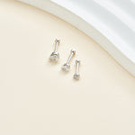 14K White Gold Invisible Set Pear Lab Diamond Stud Internal Thread Flat Backs Earring