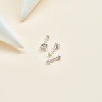 14K White Gold Invisible Set Pear Lab Diamond Stud Internal Thread Flat Backs Earring
