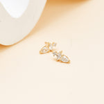 14K Solid Gold Lab Diamond Threadless Flat Back Cartilage Stud Earring