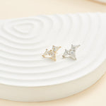 14K Solid Gold Kite Moissanite Cartilage Flat Back Stud Earring