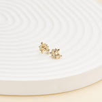 14K Solid Gold Lab Diamond Clover Cartilage Flat Back Stud Earring