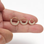 14K Solid Gold Lab Diamond Daith Clicker Hoop Earring Hinged Seamless Septum Ring