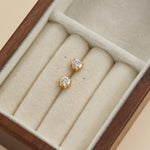 5mm Round Lab Diamond Earlobe Stud Earring: 14K Solid Gold Flat Back Stud