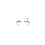 14K Solid Gold Marquise Moss Agate Leaf Stud Threadless Flat Back Cartilage Earring