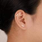 14K Solid Gold Lab Diamond Cartilage Flat Back Earring: Threadless Push Pin Stud