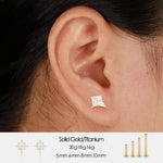 14K Solid Gold Moissanite Flat Back Earring