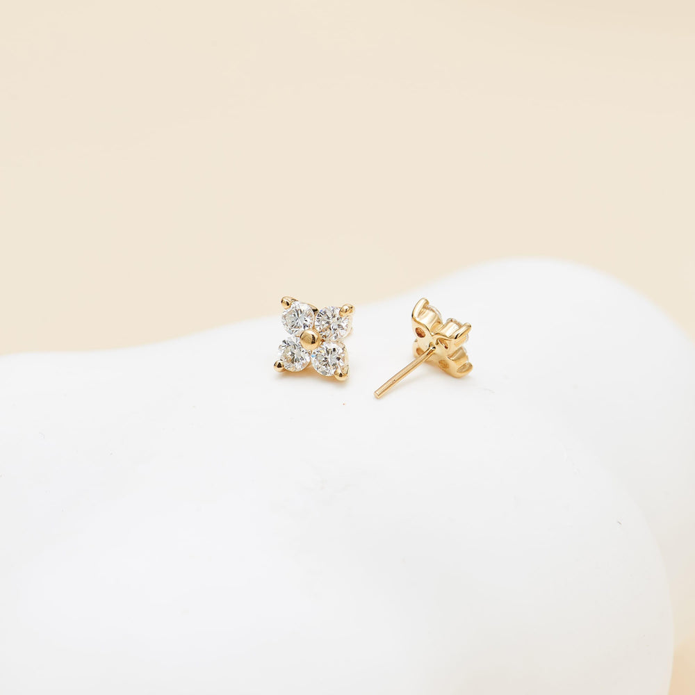 additional perspective of 14K solid gold lab diamond for nose piercing nose stud nickel-free