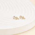 14K Solid Gold Lab Diamond Cartilage Flat Back Earring: Threadless Push Pin Stud