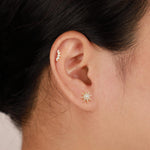 14K Solid Gold Push Pin Labret Stud, Lab Diamond Cartilage Stud