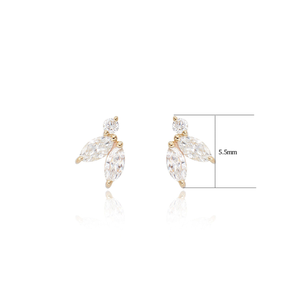 worn on model - 14K solid gold lab diamond labret stud threadless design nickel-free