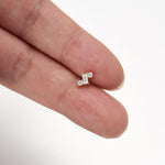 14K Solid Baguette Gold Lab Diamond Threadless Push Pin Flat Back Stud Earring