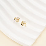 14K Solid Gold Marquise Lab Diamond Dangle Flat Back Stud Earring