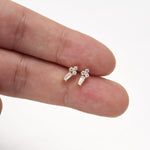 14K Solid Gold Baguette Lab Diamond Threadless Cartilage Stud Earring