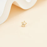 14K Solid Gold Lab Diamond Star Cartilage Flat Back Earring