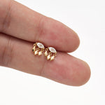 14K Solid Gold Marquise Lab Diamond Dangle Flat Back Stud Earring