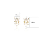 14K Solid Gold Lab Diamond Lotus Dangle Threadless Cartilage Flat Back Earring