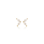 14K Solid Gold Lab Diamond V-Shaped Helix Threadless Flat Back Earring