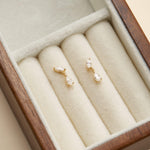 14K Solid Gold Lab Diamond Cartilage Dangle Earring Threadless Push Pin Flat Back Stud