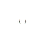 14K Solid Gold Marquise Moss Agate Cartilage Earring Threadless Flat Back Stud